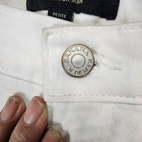 Banana Republic Jeans Womens 24 Petite White Stretch Mid Rise Slouch - Picture 3 of 14